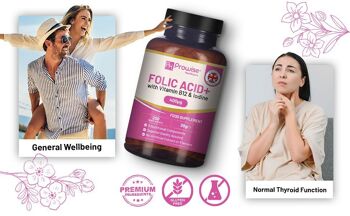 Acide folique+ 400 mcg - Comprimés végétaliens avec vitamine B12 et iode 4