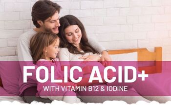 Acide folique+ 400 mcg - Comprimés végétaliens avec vitamine B12 et iode 7