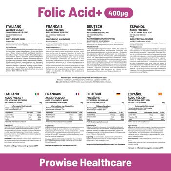 Acide folique+ 400 mcg - Comprimés végétaliens avec vitamine B12 et iode 10