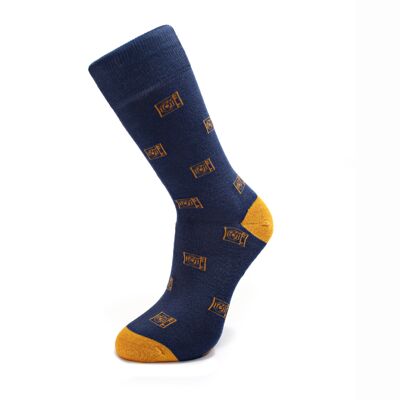 Record player navy socks