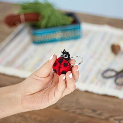 Porte-clés coccinelle en feutre - Fait main