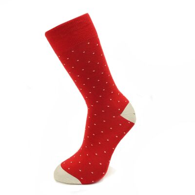 Chaussettes rouges à pois blancs