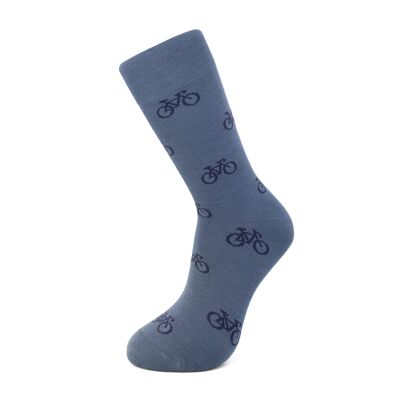 Chaussettes vélos bleu acier