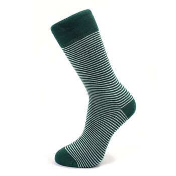 Chaussettes rayures vert et jade 1