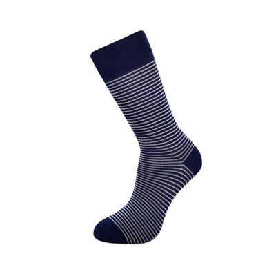 Chaussettes rayées en bambou bleu marine