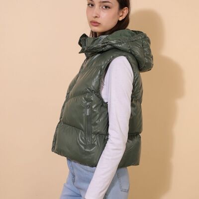 Short sleeveless padded jacket Green