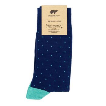 Chaussettes Bambou Pois Turquoise 2