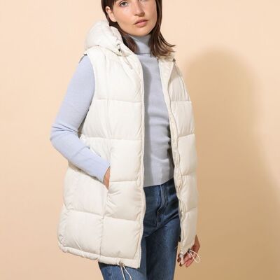 Mid-length sleeveless padded jacket White