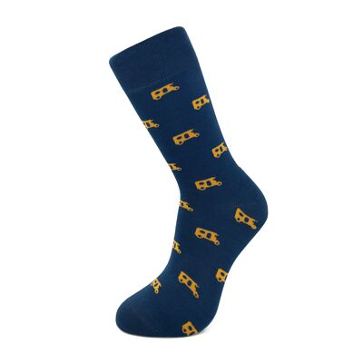 Tuk-Tuk-Socken in Blau und Senf