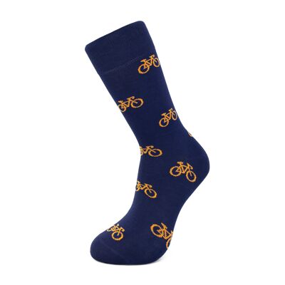 Blaue und orangefarbene Fahrradsocken