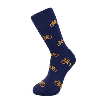 Chaussettes vélos bleu et orange 1