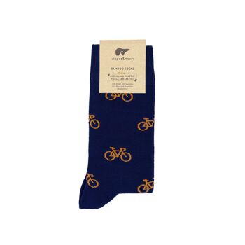 Chaussettes vélos bleu et orange 2