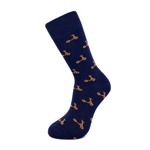 Blue and orange scooter socks