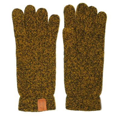 One size yellow HUBERT heather wool gloves