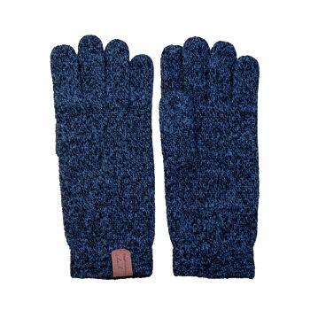 Gants taille unique en laine HUBERT chiné bleu