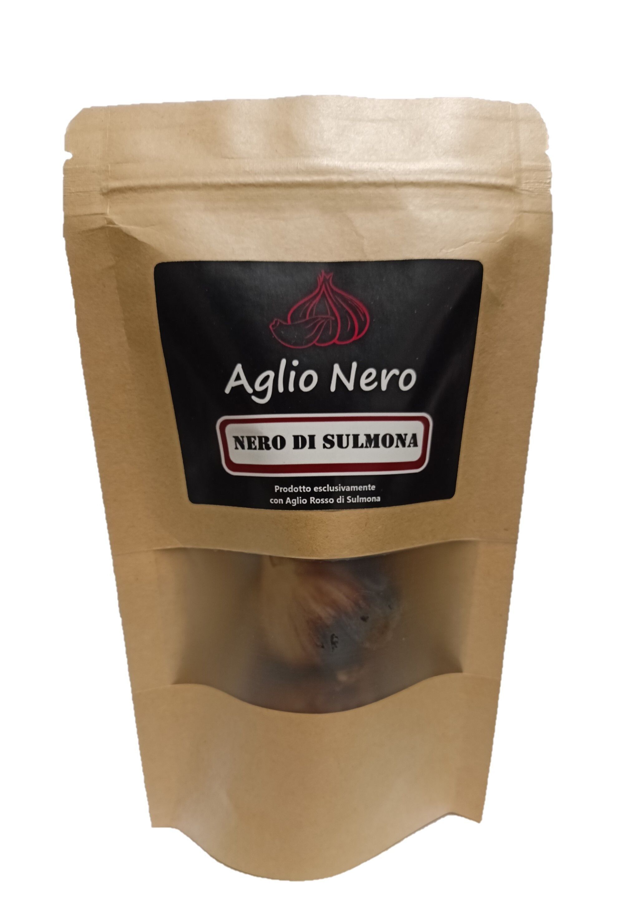 Schwarzes Aglio „Nerodisulmona“, 2 Glühbirnen; Hergestellt mit dem Prädikat Aglio Rosso di Sulmona; (Abruzzen, Italien)