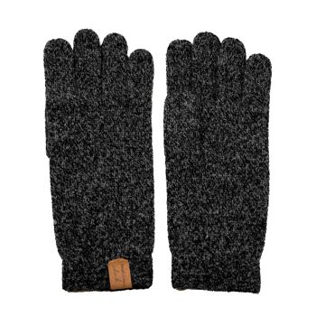 Gants en laine HUBERT chiné noir