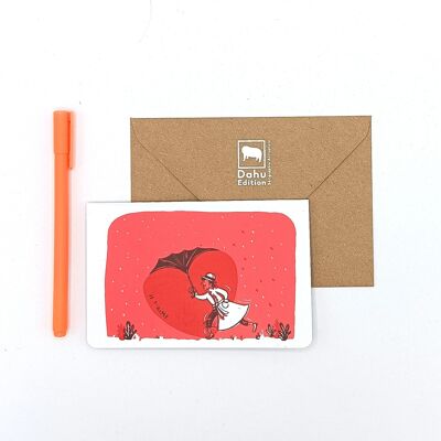 Papeterie Bonhomme Pluie Carte Postale Pliée 10 X 15 cm