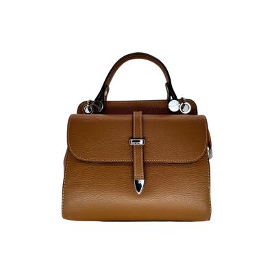 LAURAY GRAINED LEATHER HAND BAG CAMEL