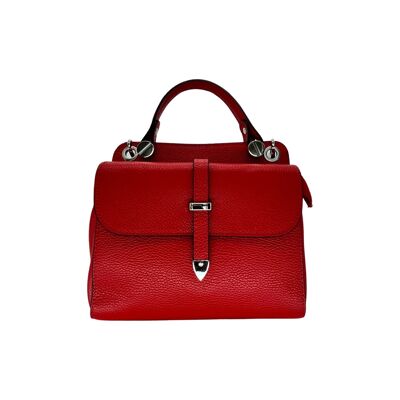 LAURAY GRAINED LEATHER HAND BAG RED