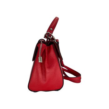 SAC PORTE MAIN CUIR  GRAINE LAURAY ROUGE 3