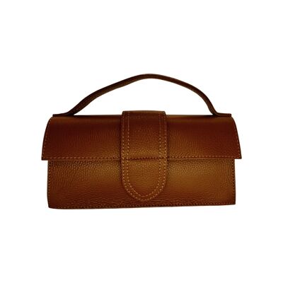 LUCILLA GRAINED LEATHER HAND BAG CAMEL