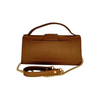 SAC PORTE MAIN CUIR GRAINE LUCILLA CAMEL 2