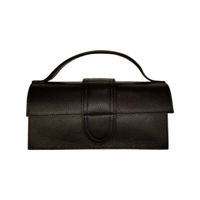 LUCILLA BLACK GRAINED LEATHER HAND BAG