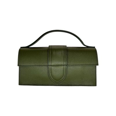 BORSA A MANO LUCILLA IN PELLE MARTELLATA VERDE