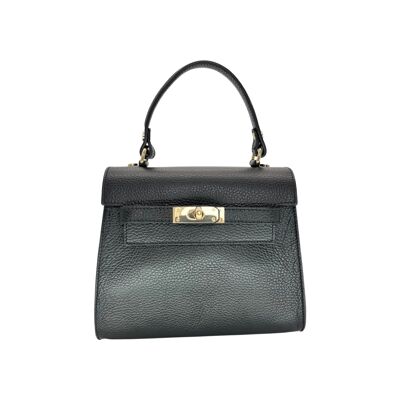 SAC PORTE MAIN CUIR GRAINE MARA NOIR