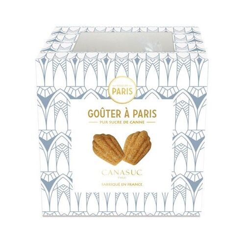 "Goûter à Paris", sucres en forme de Madeleines dorées et gourmandes.