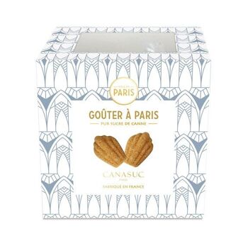 "Goûter à Paris", sucres en forme de Madeleines dorées et gourmandes. 1