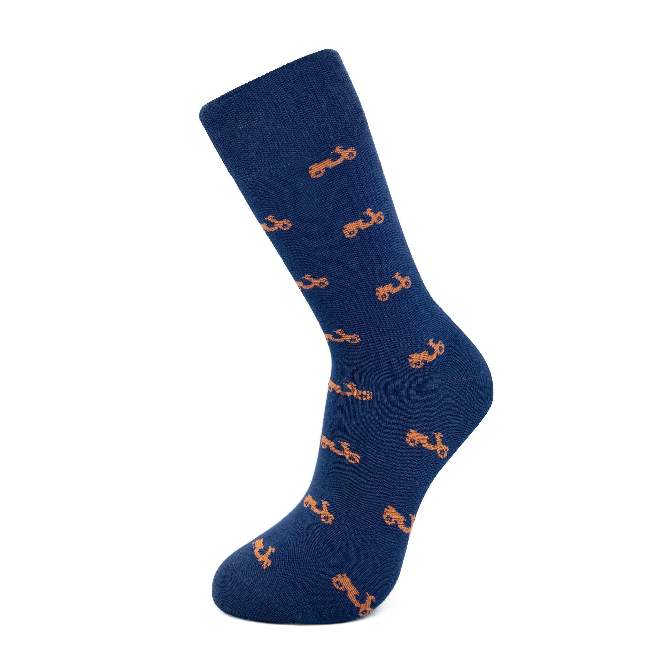 Chaussettes en bambou Vespas bleues et oranges