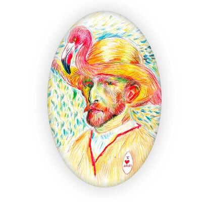 Cultural brooch Vincent Van Gogh Flamingo + cultural ebook