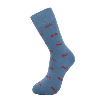 Chaussettes vespas bleues et rouges