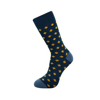 Chaussettes en bambou bleu avec jaune 1