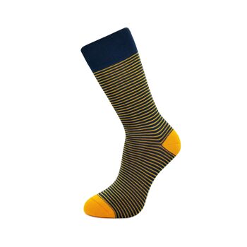 Chaussettes Bambou Rayures Bleues Jaunes 1