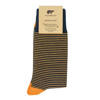 Chaussettes Bambou Rayures Bleues Jaunes 2