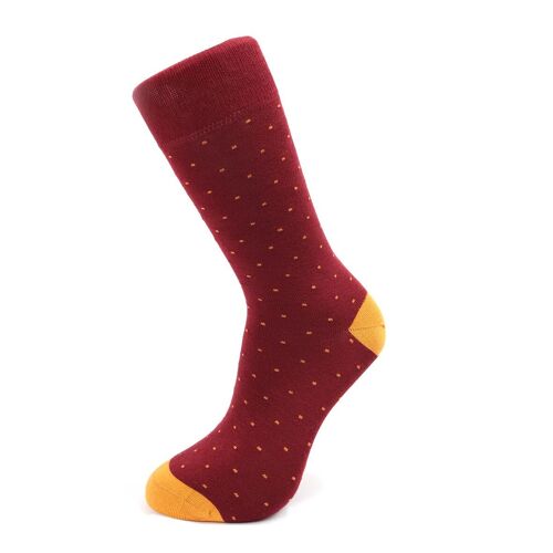 Burgundy with mustard dots socks