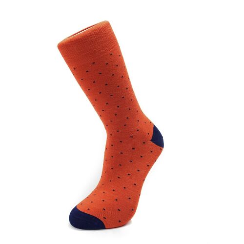 Burned orange with blue dots socks