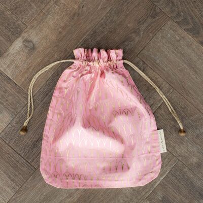 Fabric Gift Bags Double Drawstring -  Marshmallow Art Deco (Large)