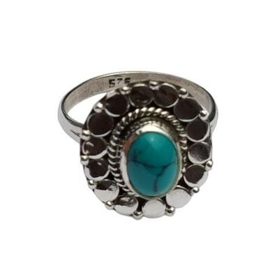 Unico anello vintage in argento sterling 925 con turchese naturale