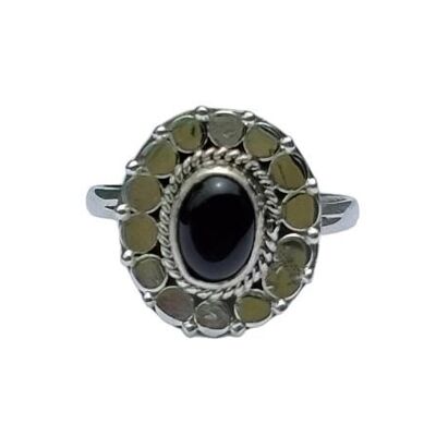 Handgefertigter Ring aus 925er Sterlingsilber mit natürlichem schwarzem Onyx