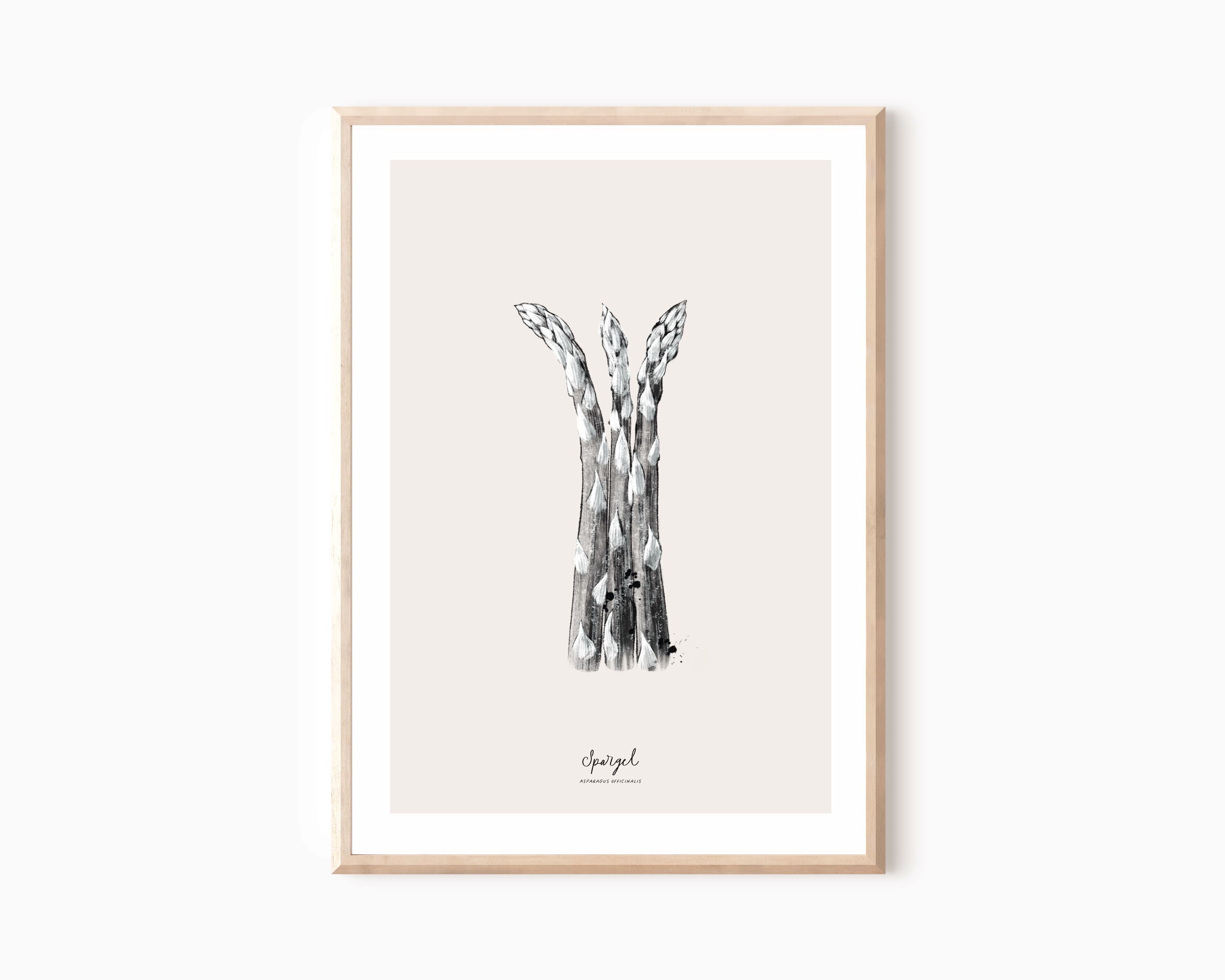Poster da cucina "Asparagi" Poster di illustrazione botanica A4 o A3 per la cucina, regalo di inaugurazione della casa per il migliore amico