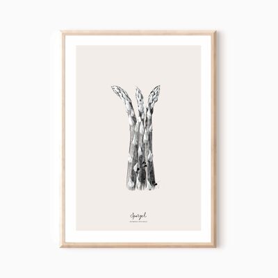 Kitchen poster "Asparagus" A4 or A3 botanical illustration poster for the kitchen housewarming gift for the best friend