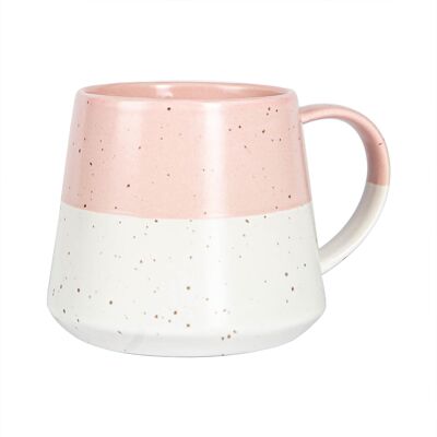 Nicola Spring Tasse à café ventre moucheté trempé en céramique - 370 ml - Rose poussiéreux