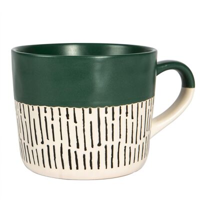 Nicola Spring Keramik-Kaffeetasse mit getauchtem Dash – 450 ml – Salbei
