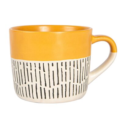 Nicola Spring Keramik-Kaffeetasse „Dipped Dash“ – 450 ml – Senfgelb