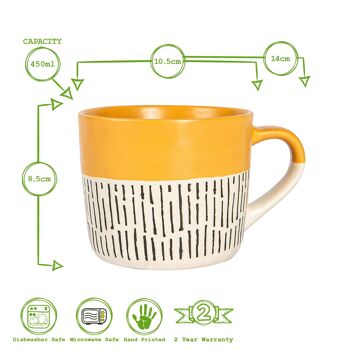 Nicola Spring Tasse à Café Trempée en Céramique - 450 ml - Moutarde 5