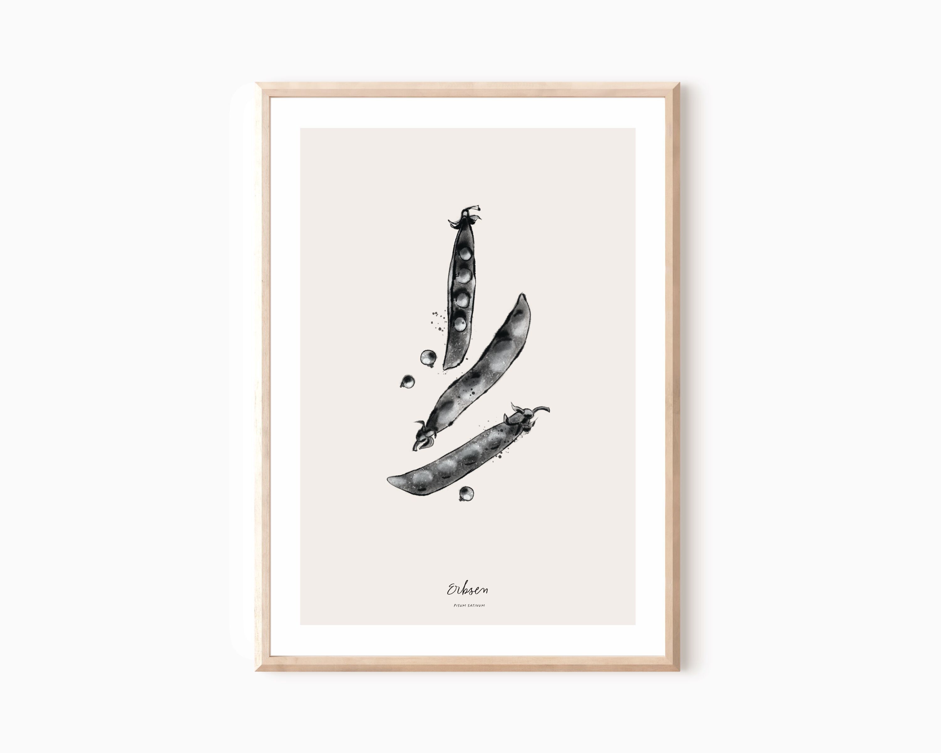Poster da cucina "Piselli" Illustrazione botanica A4 o A4, regalo di inaugurazione della casa per la famiglia